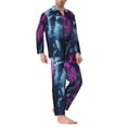 thumbnail image 2 of Naloa Hip-Hop Glasses Gorilla Men’s Pajamas Set - Long Sleeve Button Down Sleep Shirt and Pajama Bottoms Sleepwear Set-Medium, 2 of 7