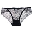 thumbnail image 2 of Rohuuque Women's Black Lace Panties Sheer Mesh Panel Cut Out Details Breathable Cotton Lined Low Rise Cheeky Briefs Black I, 2 of 5