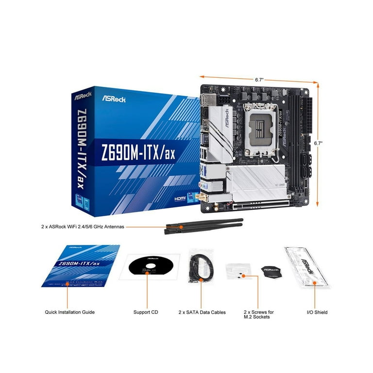 ASRock Z690M-ITX/ax LGA 1700 (14th,13th,12th Gen) DDR4 Mini