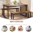thumbnail image 6 of PORKISS 47.2" Dining Table Set for 4, Kitchen Table with 2 Benches, Wood Dining Room Dinette Sets with Metal Frame for Breakfast Nook and Small Space - Brown, 6 of 12