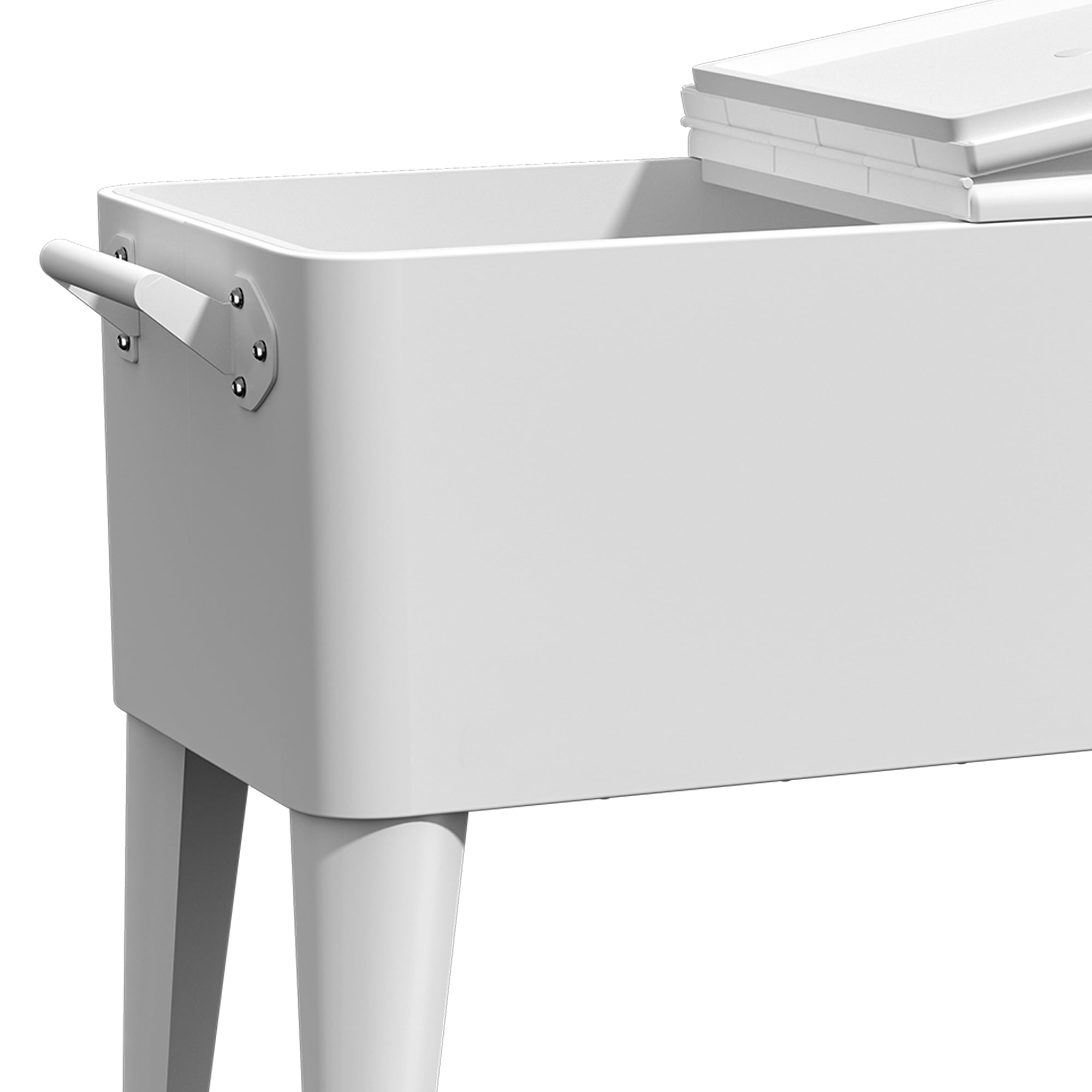 Uforic 80 Quart Rolling Ice Chest Cooler Cart,Outdoor Portable Beverage Cart with Bottle Opener & Drain, White
