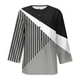 thumbnail image 4 of Pompotops Tunique Basique Décontractée à Manches 3/4 Imprimée Col Rond Boutonnée T-shirts Blouses Liquidation, 4 of 5