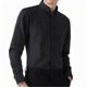 thumbnail image 1 of Blusa y camisa de manga larga con cuello vuelto para hombre, color liso, bolsillos con rayas, solapa con botones, blusa de poliéster para hombre, 1 of 3