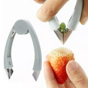 Décortiqueuse de fraises portable en acier inoxydable, dissolvant de tiges de fruits, outil de gadget de cuisine (bleu)