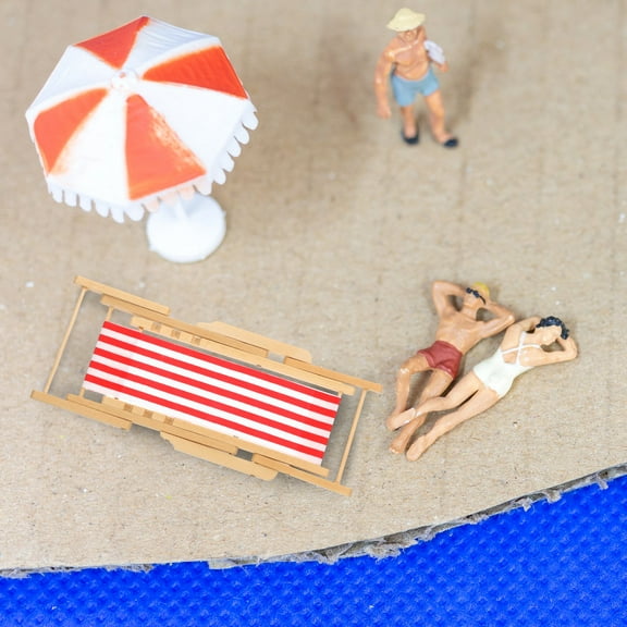 Masteelf Miniature Wood Beach Chair 1:12 Scale Dollhouse Furniture Model Ocean Style Craft Ornament For Mini Home Desk Garden Decor