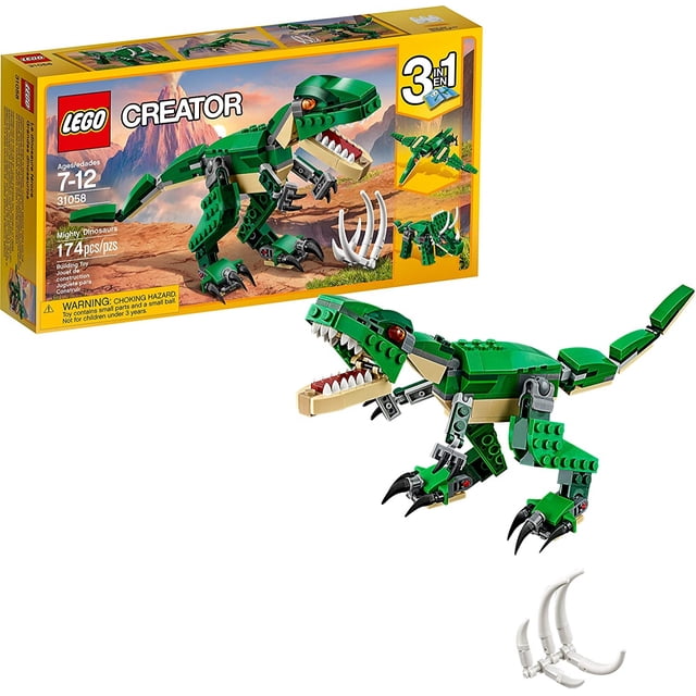 Paquete Creador de Dinosaurios, LEGO 3 en 1 con T-Rex, Triceratops y Pterodáctilo