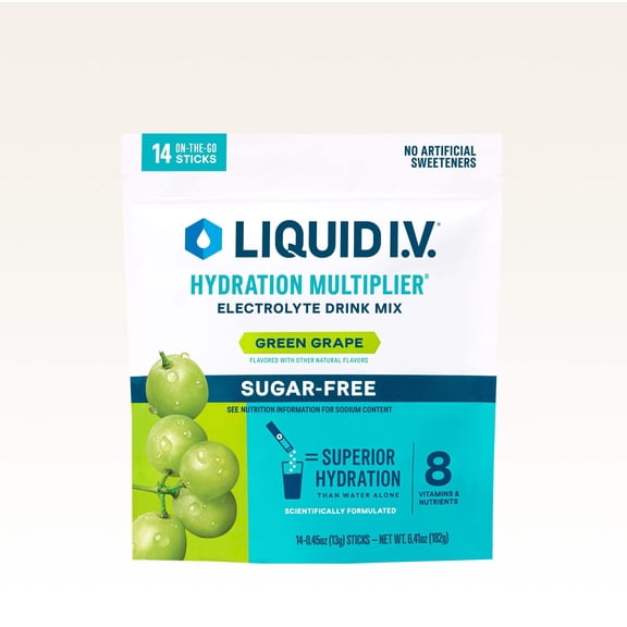 Liquid I.V.® Green Grape Hydration Multiplier® Sugar-Free Powdered Electrolyte Drink Mix, 14 Count Packets