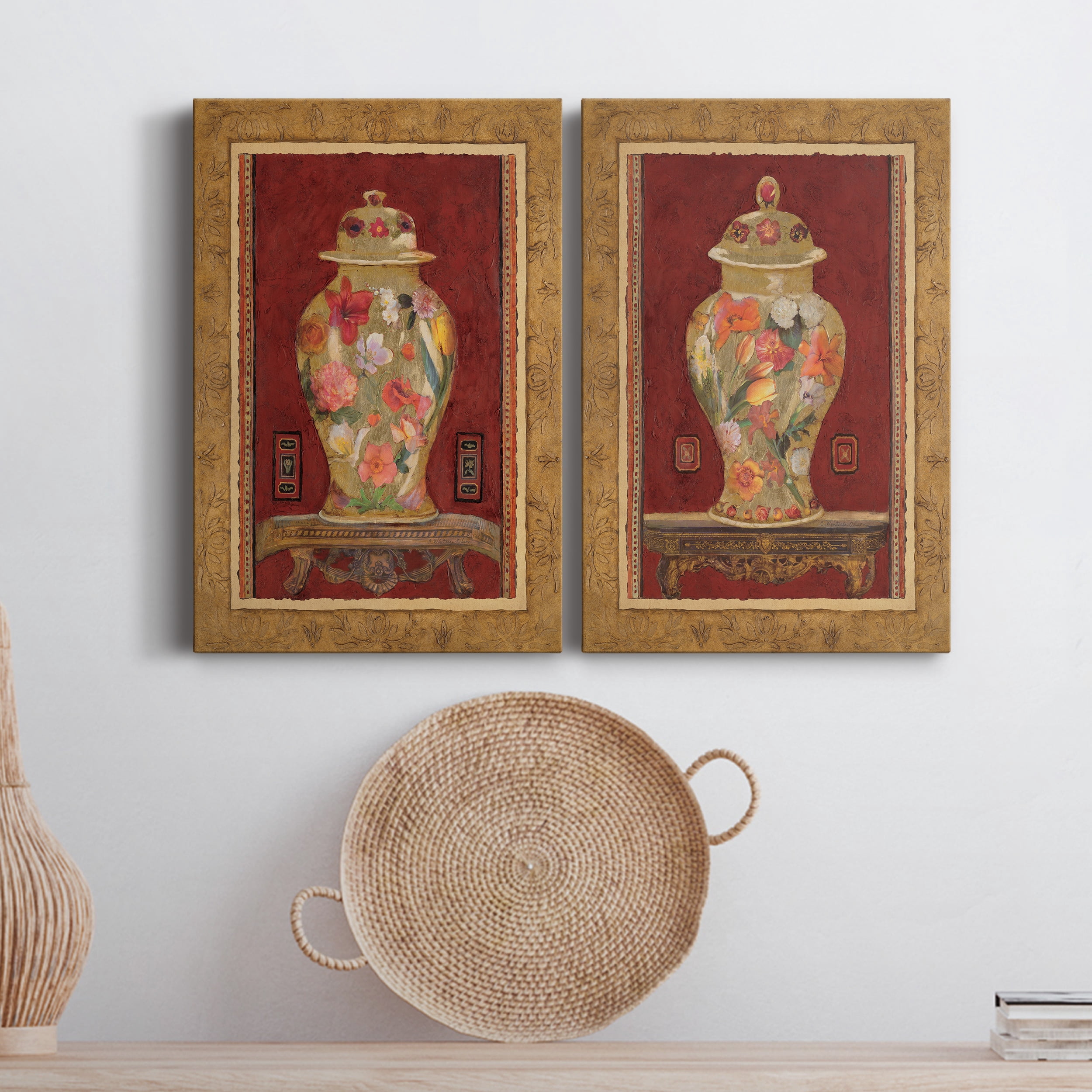 Romantic Urn I Premium Gallery Wrapped Canvas - Ready to Hang - Set of 2 - 8 x 12 Each
