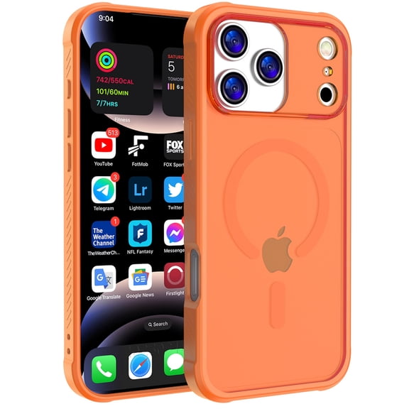 ELEHOLD For iPhone 17 Pro Max Magnetic Shock-Absorbent PC TPU Matte Protective Case with Mag-safe Accessories Compatibility ,Orange