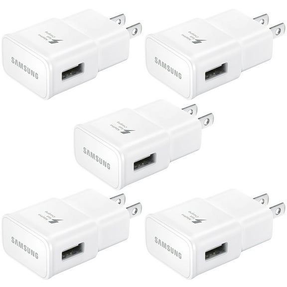5-Pack New OEM Samsung fast Adaptive Wall Charger for Galaxy S7 S6 Note 5 4 Edge EP-TA20JWS / ECB-DU4EWE For Samsung Galaxy S6 Edge S7 Edge S8 S8  S9 S9  Note 8 9 - White