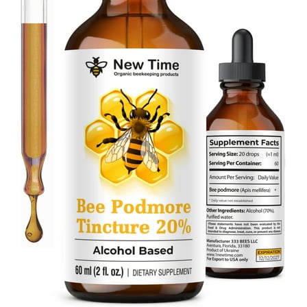 Bee Podmore Tincture 20% Liquid Alcohol Extract Drops, Natural Supplement for Immune Support & Overall Wellness, 2 fl oz