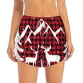 thumbnail image 2 of Xecao's Christmas Buffalo Plaid for a double-layer running short for women, perfect for gym, tennis, and more, featuring a convenient pocket., 2 of 9