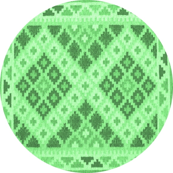 Ahgly Company Indoor Round Southwestern Emerald Green Country Area Rugs, 6' Round