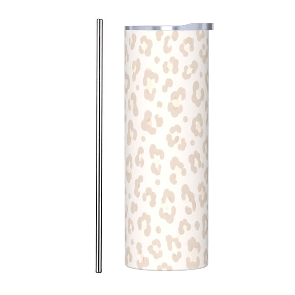 20oz Neutral Leopard Print Tumbler Insulated Car Cup Travel Coffee Cup Gift for Women with Stainless Steel Straw