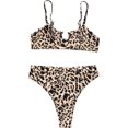 thumbnail image 2 of Traje de baño de cintura alta con corte de leopardo para mujer Negro y marr贸n M Negro y marr贸n M Xishao ropa, 2 of 2