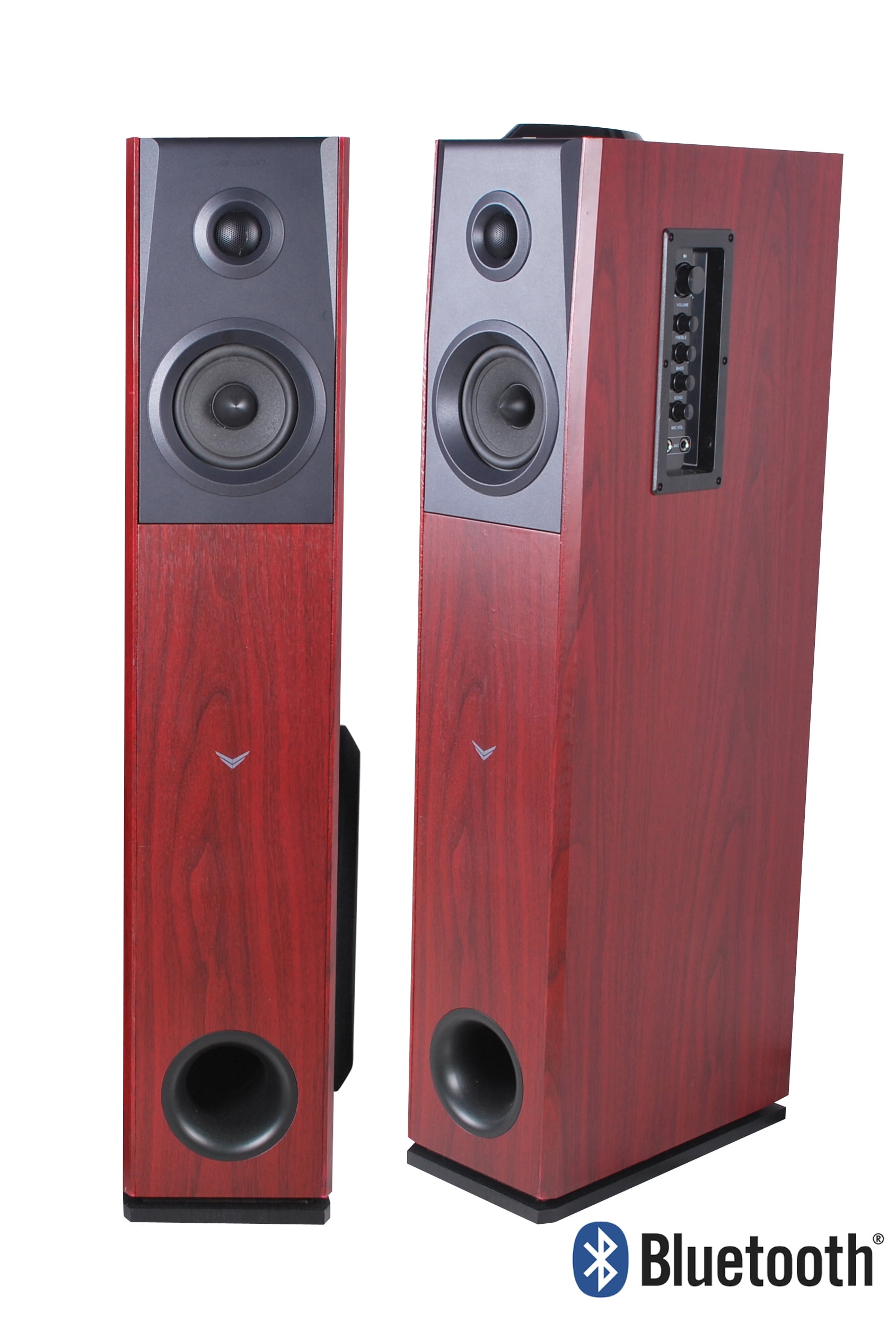 Visonik Cherry Wood Floorstanding Powered Home Bluetooth Fm Radio