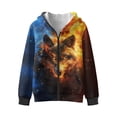 thumbnail image 4 of Uorisanigo Fire Wolf Hoodie Sweatshirt for Boys and Girls Casual Full Zip Hoodies Long Sleeve Hooded Lightweight Jacket with Pockets Athletic Tops Outerwear, 4 of 8
