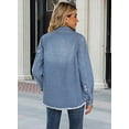 thumbnail image 4 of Necooer Womens Light Blue Casual Denim Jacket Button Up Tear Off Boyfriend Style Long Sleeved Denim Jacket, 4 of 7