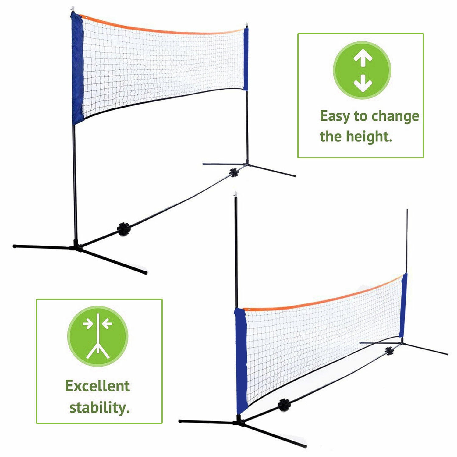Volleyball Tennis Net Set with Stand Frame Carry Bag 10 Feet Portable Badminton