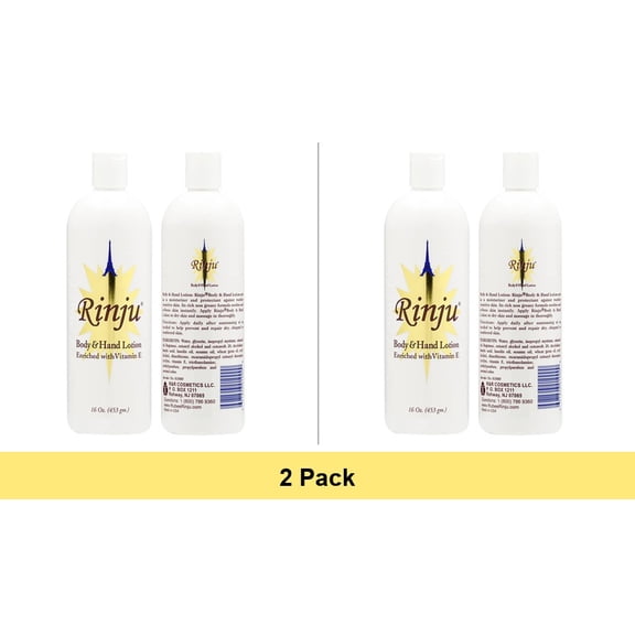 Rinju Body and Hand Lotion Enriched with Vitamin-E, 16 Oz - 2 Pack