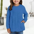 thumbnail image 2 of XXWXYD Girls Long Sleeve Crewneck Sweaters Loose Knit Tops with Pocket Soft Yarn Fall Tunic Casual Solid Color Clothes 3-14 Years, 2 of 7