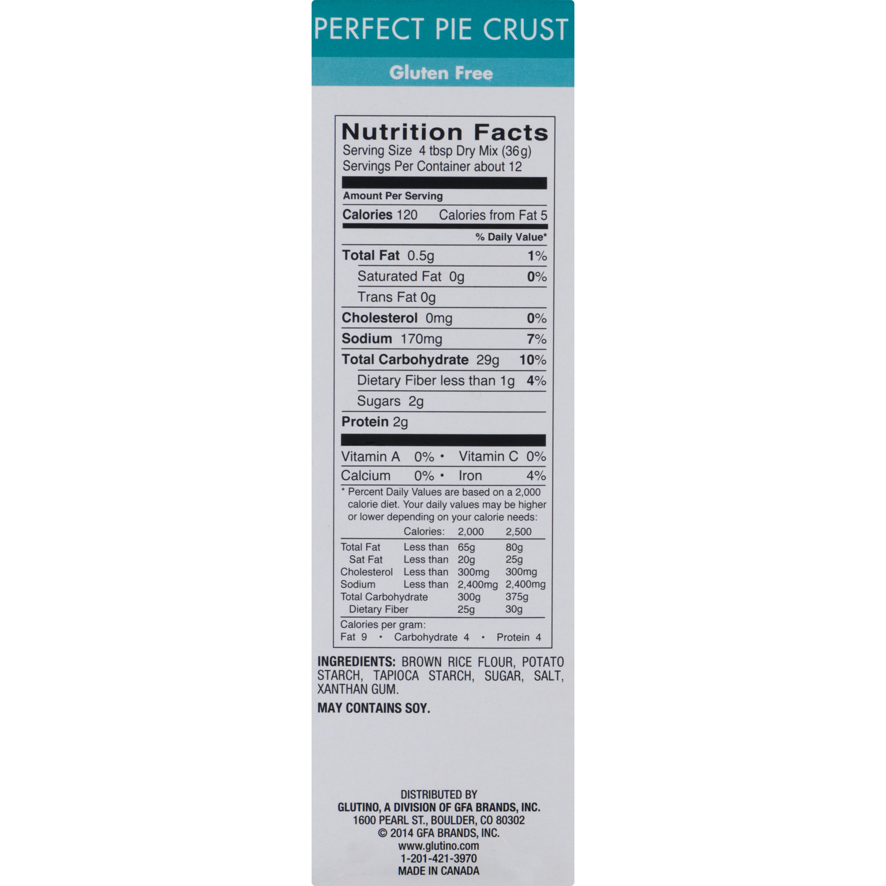 Glutino Gluten Free Pantry Perfect Pie Crust Mix 16 Ounce Boxes