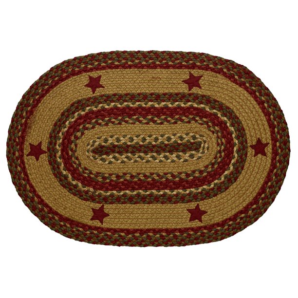 Braided Rug Cinnamon Star Jute Country Primitive IHF