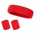 thumbnail image 1 of SharkTRUE Quick-Drying & Comfortable Cotton Headband & Wristbands Set for Sports, 1 of 8