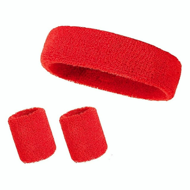 SharkTRUE Quick-Drying & Comfortable Cotton Headband & Wristbands Set for Sports