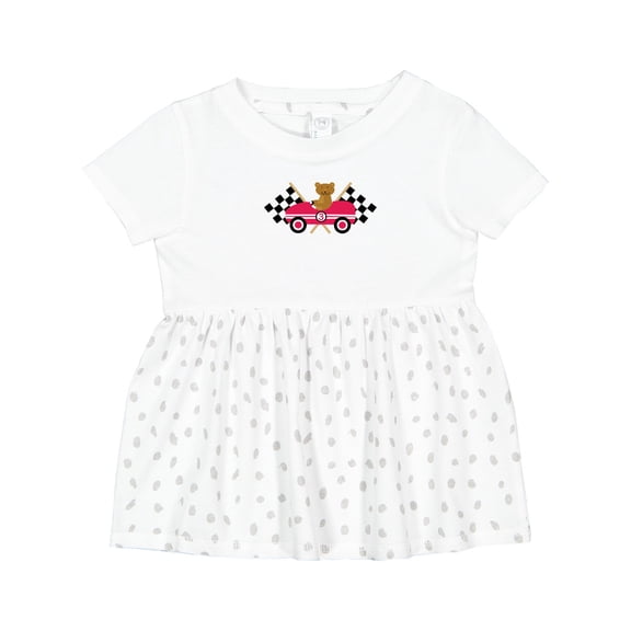 Inktastic Race Car Racing Bear Animal Girls Baby Dress