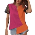 thumbnail image 2 of Itsame Short Shirt Sleeved Tops for Womens New Fashionable Round Neck T-Shirt Blouses Orange Size 2XL, 2 of 5