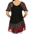 thumbnail image 2 of Sakkas Cora Relaxed Fit Batik Design Embroidery Cap Sleeves Blouse / Top - Black / Red - One Size, 2 of 5
