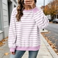 thumbnail image 2 of Hurxie Oversized Sweatshirt for Women Crewneck Striped Shirt Long Sleeve Tops Pullover Womens Fall Fashion, 2 of 8