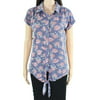 Alison Andrews Shirt Juniors Button-Front Floral-Print Blue XL