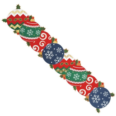 Holiday Ornament Christmas Table Linens, Runner