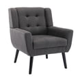thumbnail image 3 of Modern Soft Linen Accent Chair, Classic Mid-Century Arm Chair With Black Legs, Sofa Chair for Club, Cafe, Living Room, Bed Room, Dark Gray, 3 of 7