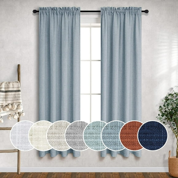 yubcxhop Mustard Yellow Curtains 54 Inch Length for Bedroom Kids 2 Panels Set Rod Pocket Bright Warm Autumn Decor Light Filtering Semi Sheer Linen Golden Yellow Gold Curtain for Living Ro
