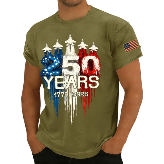 Men's USA 250 Years Patriotic T-Shirt American Flag Graphic Casual Tee USA 250th Anniversary Shirt