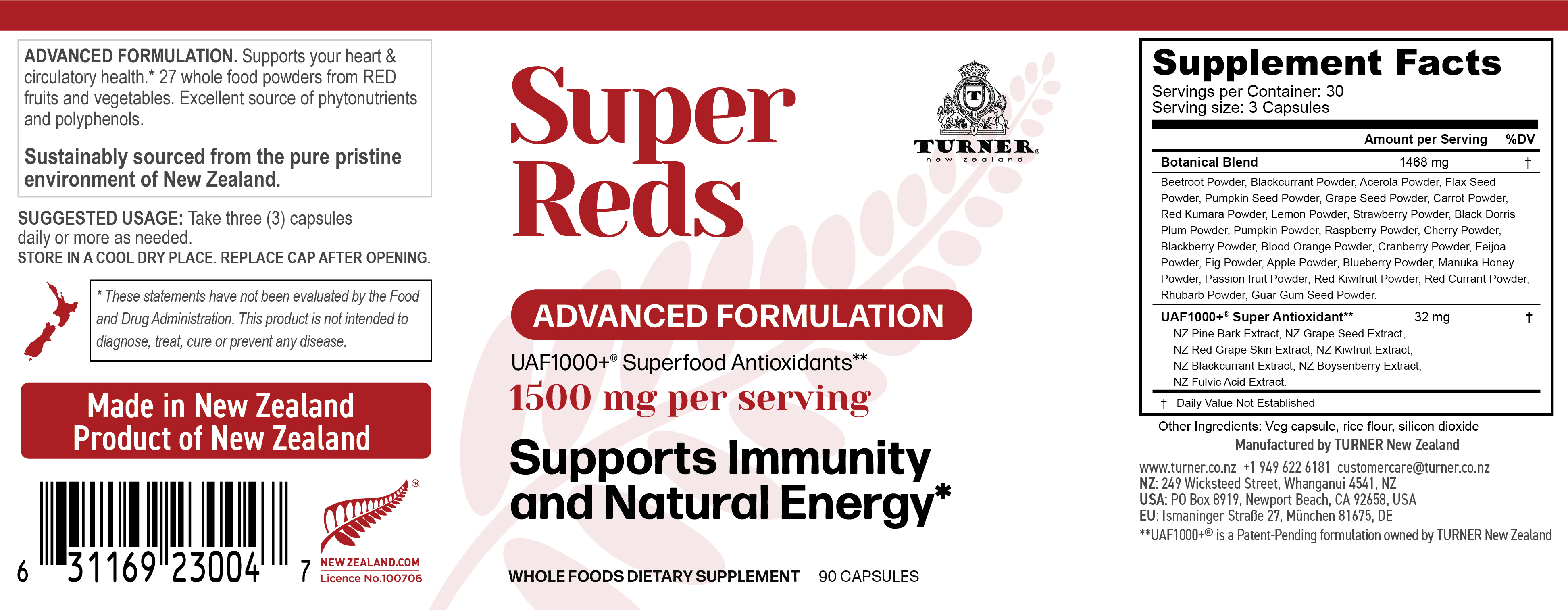 TURNER Green Lipped Mussel Oil Omega-3, Joint Comfort & Mobility, No Fishy Aftertaste, 1 Bottle, 60 Softgels plus 1 Bottle of Super Reds