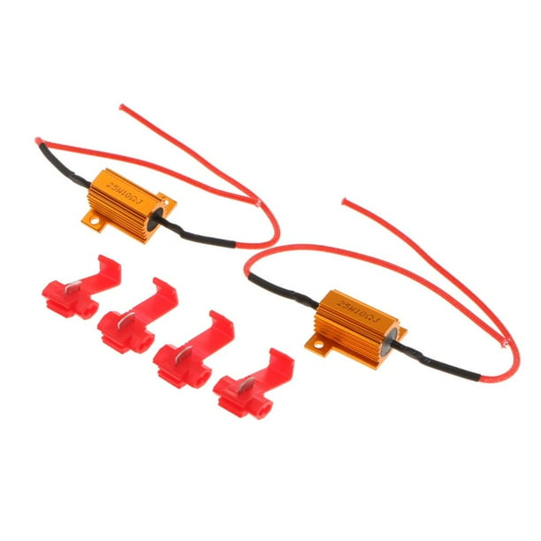 2 piezas para coches 25 W 10 ohmios Resistencia de carga Indicador de señal de Parpadeo fijo Flash Yotijar Resistencia de carga ligera 25W 25Ohm