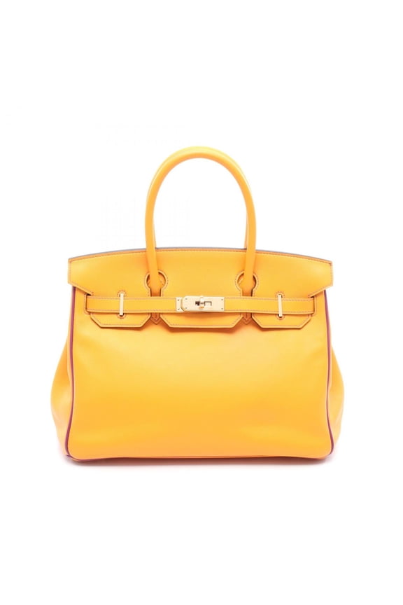 Pre-Owned Hermes Herms Birkin 30 Verso handbag, leather, Swift women's, orange,... (Good)