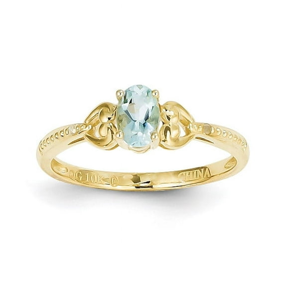 10K Aquamarine Diamond Ring
