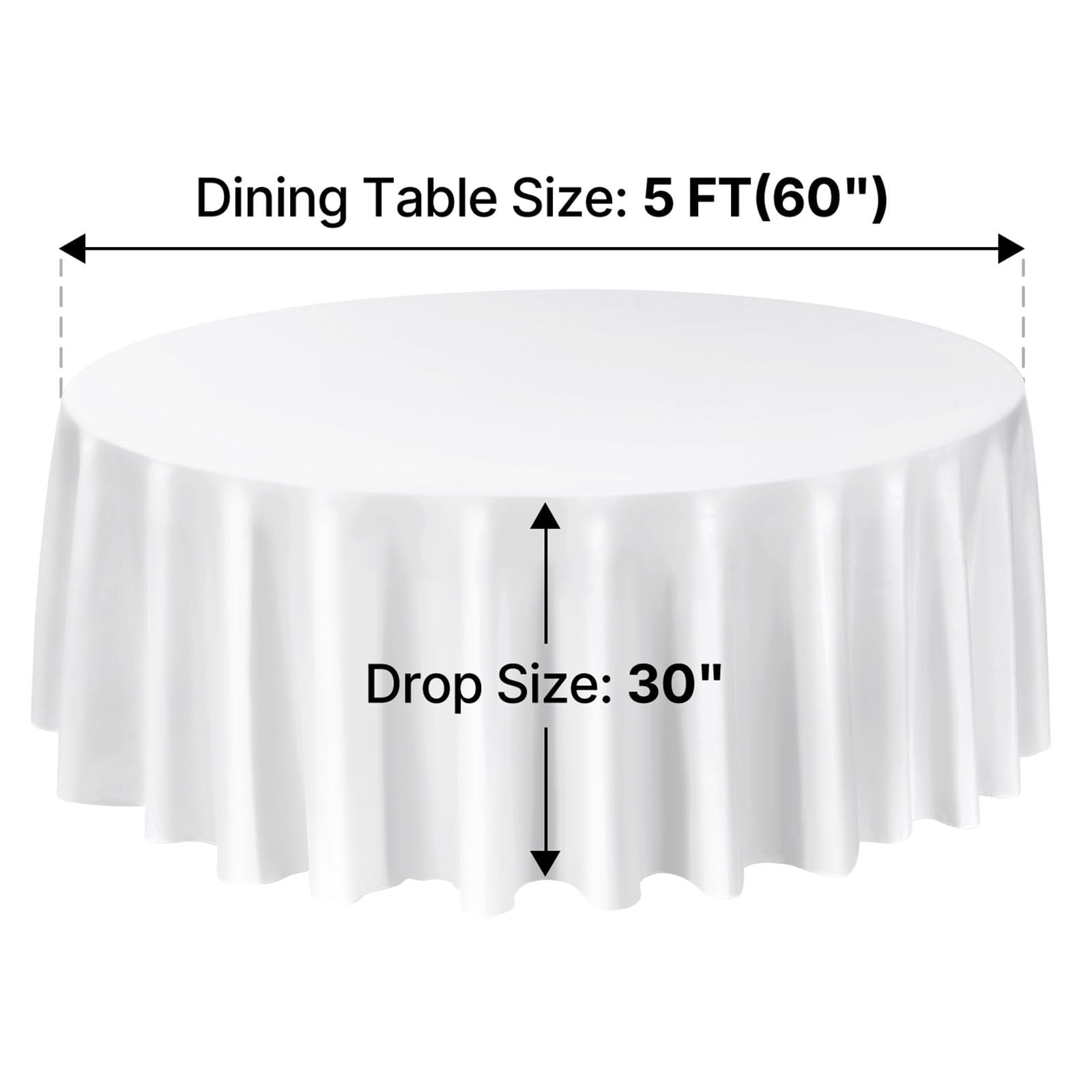 Round Tablecloth 2-Pack 120 Inch Diameter White Polyester for Wedding Party Banquet