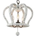thumbnail image 6 of TOMIYA Wood Farmhouse Chandelier Distressed White Crown French Country 3-Light Pendant Light, 6 of 8