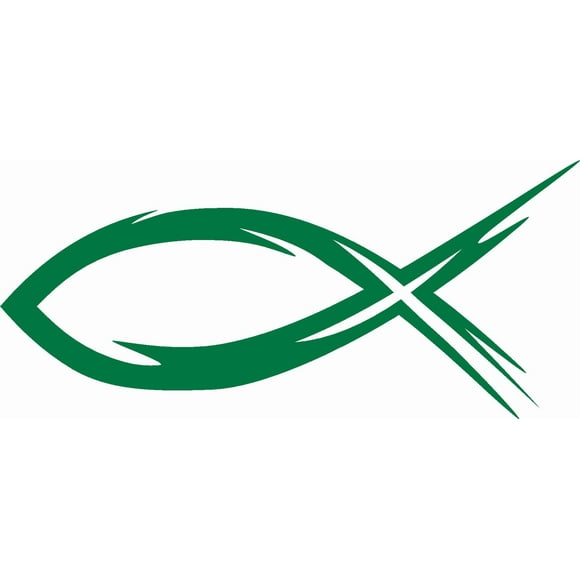 Ichthys, Ichthus, Chrétien, Jésus, Poisson, Hébreu, Voiture, Fenêtre, Mur, Casier, Ordinateur Portable, Vinyle, Autocollant, Étiquette, Choix de Couleurs Multiples 3 Pouces H X 6 Pouces L (Vert)