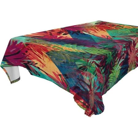 

POPCreation Chevron With Tropical Plants Tablecloth 60x104 inches
