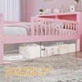 thumbnail image 4 of Twin Size Platform Bed with Storage Headboard  3 Side Guardrails，Wood Platform Bed with Double Drawer Storage, for Children's Room, Bedroom, Pink, 4 of 9