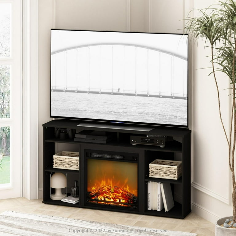 Furinno Jensen Corner TV Stand with Fireplace for TV up to 55 Inches,  French Oak Grey - Walmart.com