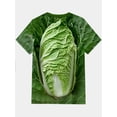 thumbnail image 4 of Men's full body printed cabbage pattern T-shirt - cabbage leaf and stem design, round neck short-sleeved casual summer wear, suitable for theme parties and daily wear (machine washable), 4 of 5