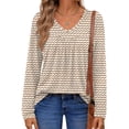 thumbnail image 3 of Fantaslook Womens Tops Dressy Casual Pleated Blouses V Neck Long Sleeve Shirts Fall Tunic Tops, 3 of 7